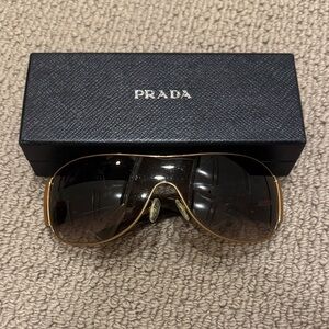 Authentic Prada tortoise aviator ski shield sunglasses